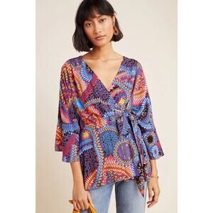 Maeve by Anthropologie Multicolor Artsy Elly Wrap Blouse - Small